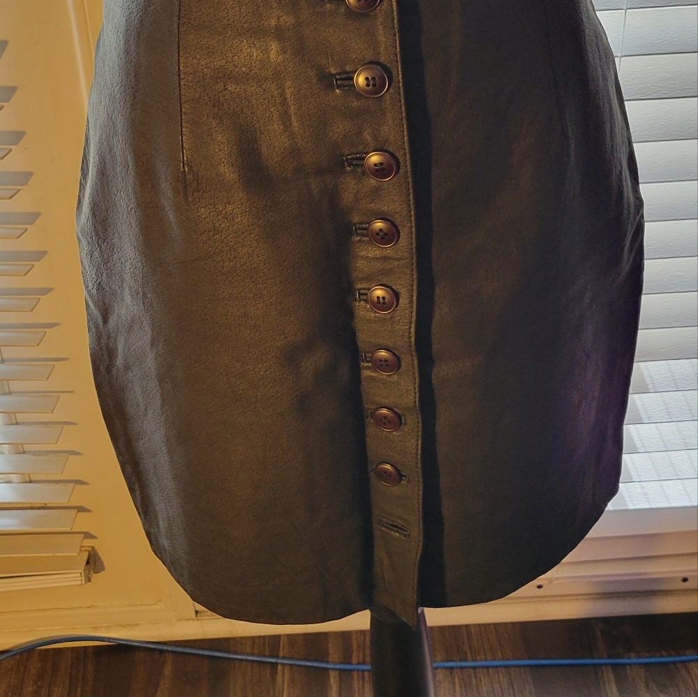 Newport News Black Leather Skirt